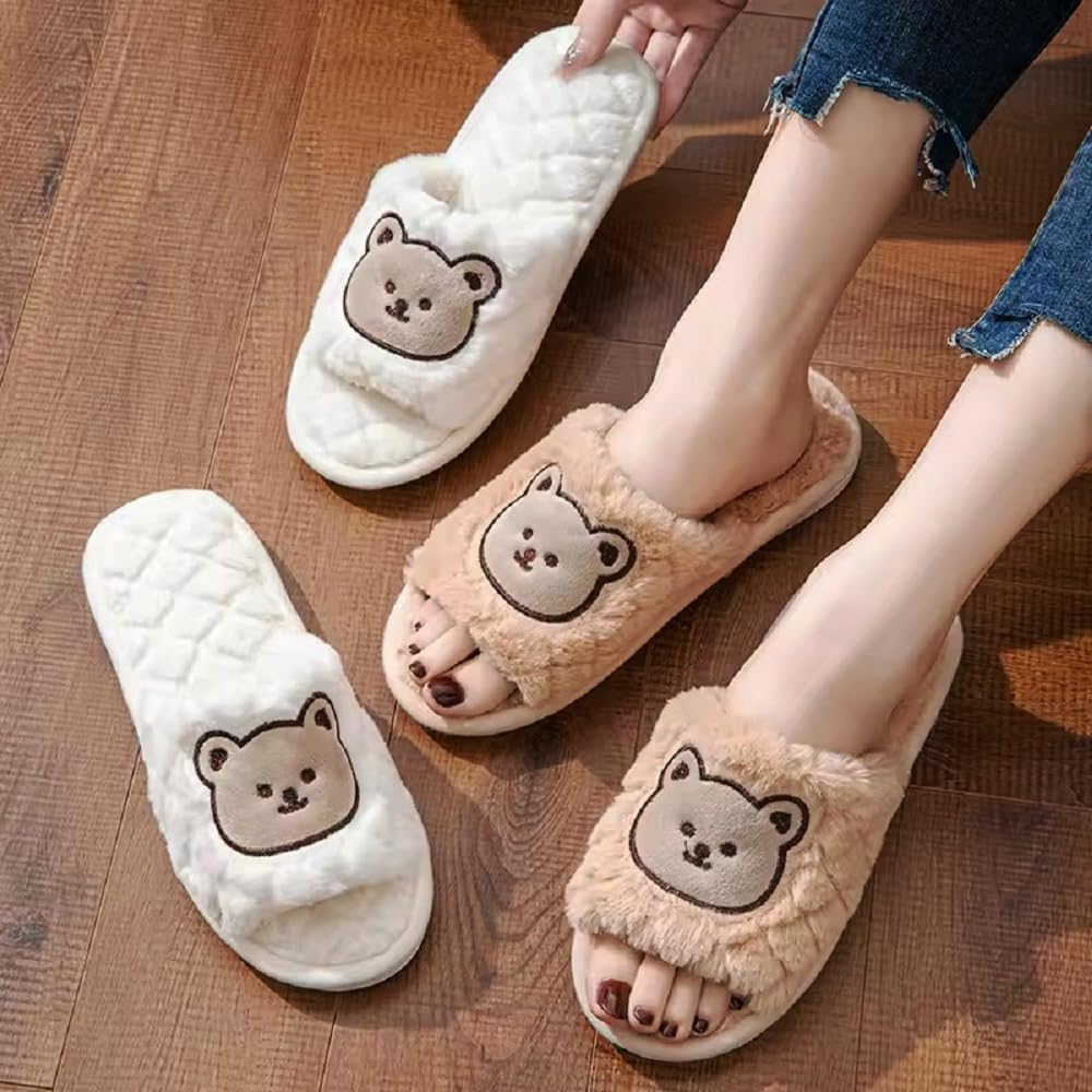 Panihari Cartoon Design Warm Slipper for Women's Fur Flip Flops Fur Winter Fashion Slipper for House and Bedroom Slides & Home Indoor Outdoor (1 Pair)