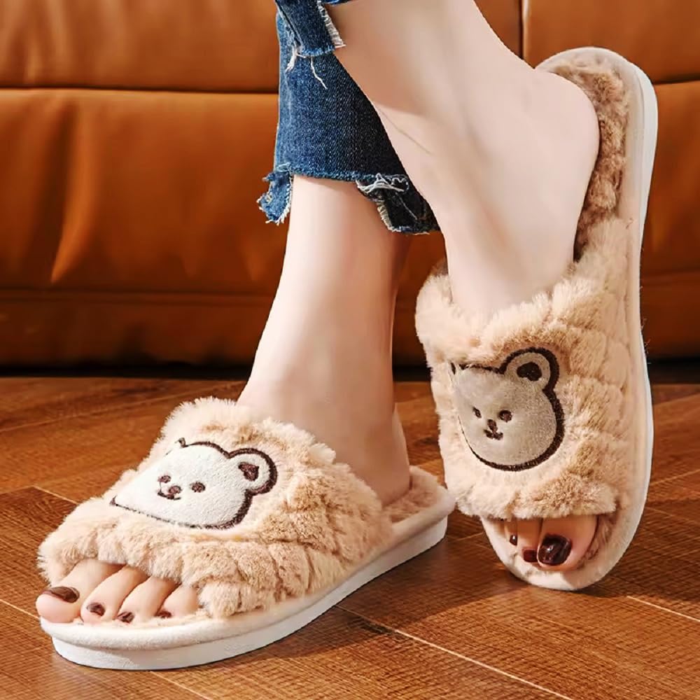 Panihari Cartoon Design Warm Slipper for Women's Fur Flip Flops Fur Winter Fashion Slipper for House and Bedroom Slides & Home Indoor Outdoor (1 Pair)