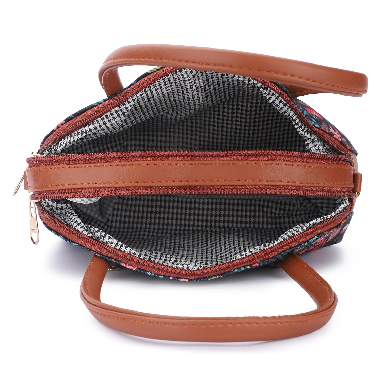 SHAMRIZ Floral Printed Women/Girls Mini Top Handle Handbag Carry Handbag | Mini Hand Purse Hand Held Pouch Dual handle| Vegan Leather