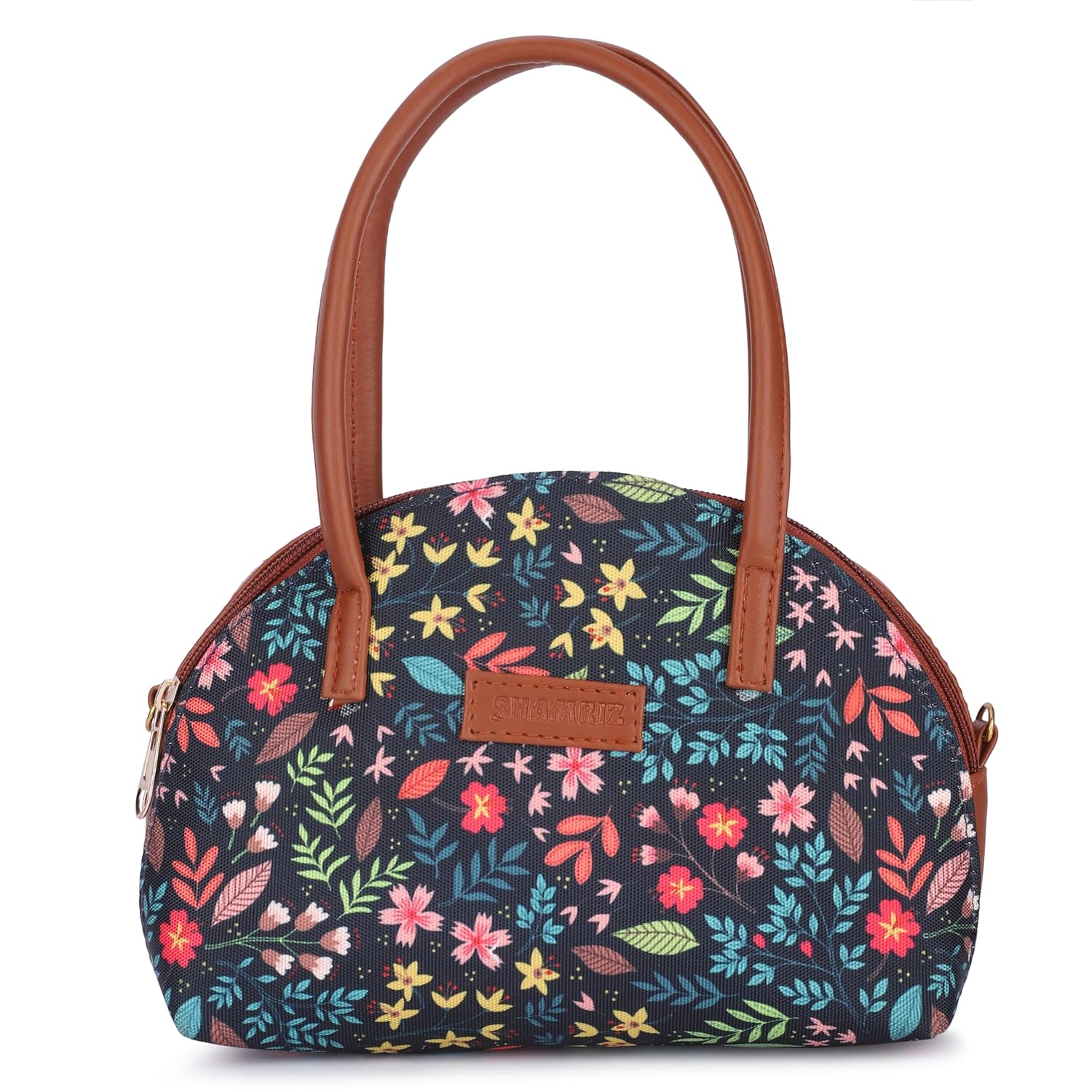 SHAMRIZ Floral Printed Women/Girls Mini Top Handle Handbag Carry Handbag | Mini Hand Purse Hand Held Pouch Dual handle| Vegan Leather