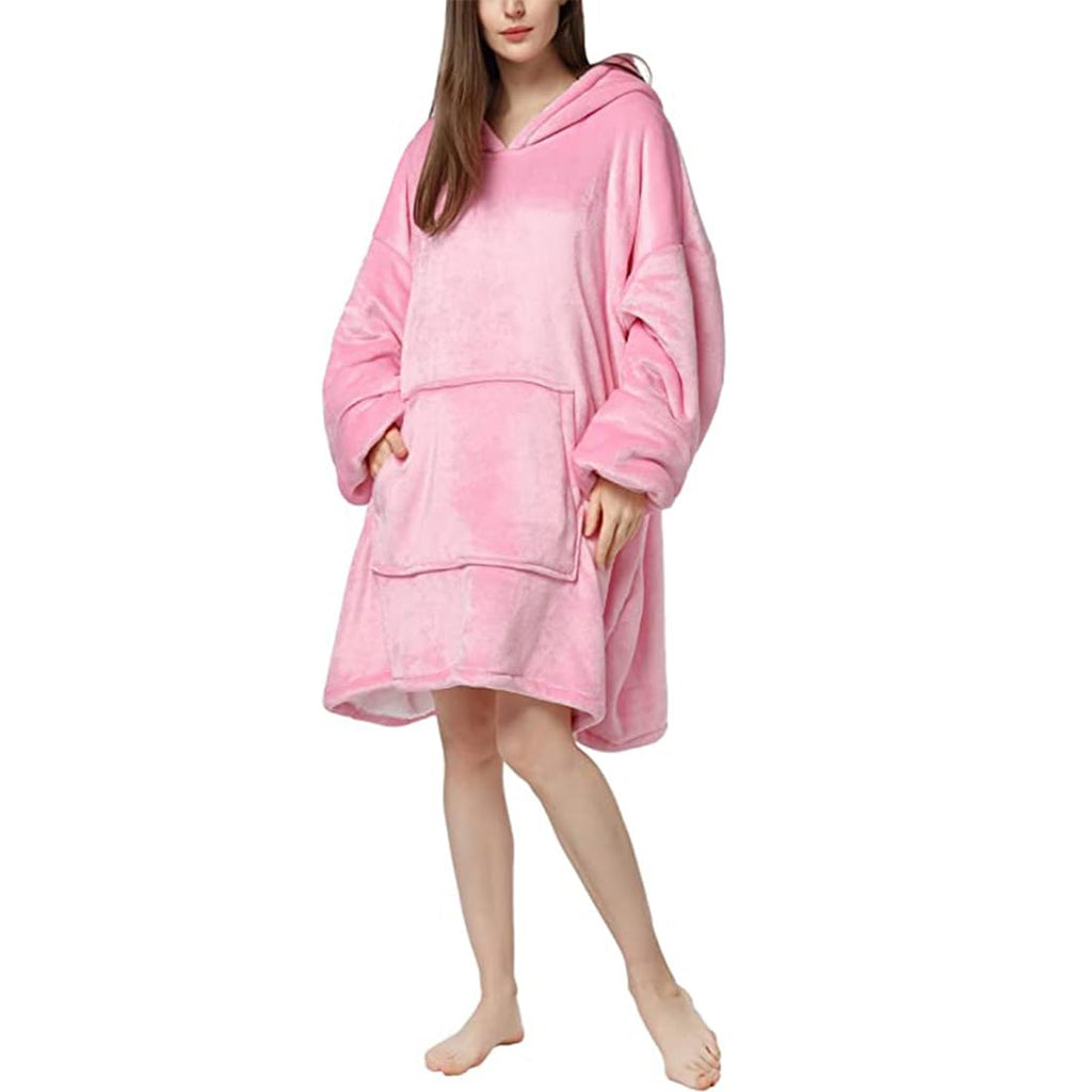 crownish Oversized Hoodie Blanket Women Ultra Plush Fleece with Soft Sherpa Reversible Warm Cosy Comfy Wearable Hooded Giant Sweatshirt Throw for Girls Adults Men Boys Kids Big Pocket
