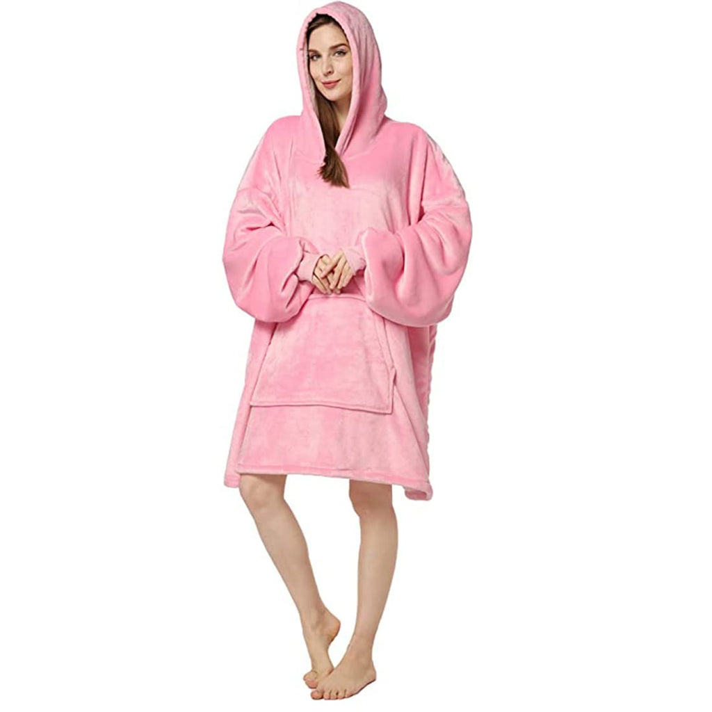 crownish Oversized Hoodie Blanket Women Ultra Plush Fleece with Soft Sherpa Reversible Warm Cosy Comfy Wearable Hooded Giant Sweatshirt Throw for Girls Adults Men Boys Kids Big Pocket
