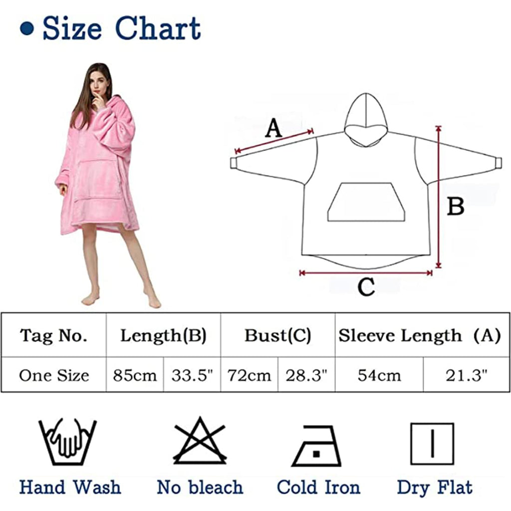 crownish Oversized Hoodie Blanket Women Ultra Plush Fleece with Soft Sherpa Reversible Warm Cosy Comfy Wearable Hooded Giant Sweatshirt Throw for Girls Adults Men Boys Kids Big Pocket