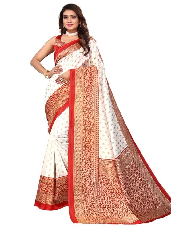 SIRIL Women's Printed Silk Blend Saree with Unstitched Blouse Piece
