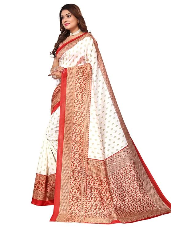 SIRIL Women's Printed Silk Blend Saree with Unstitched Blouse Piece