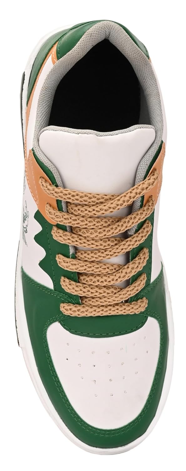 Ligero Men's TARZAN-04 Korean Free Style GEN Z Sneakers | Casual Sneaker | Synthetic Upper | Lightweight | Comfortable Lace Up Mid Top Sneaker Shoes for Men & Boys Green