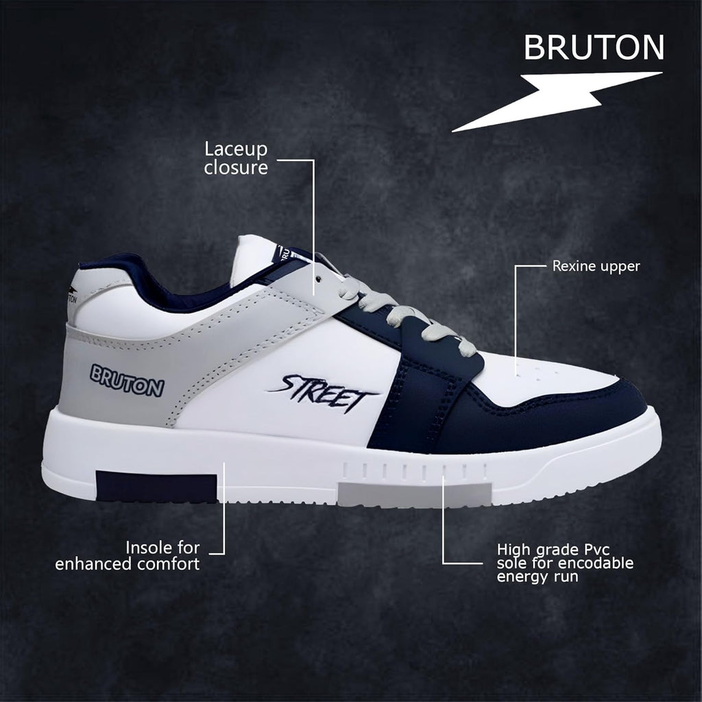 BRUTON Men's TARZEN-0340 Casual Sneaker Shoes with Synthetic Upper Lightweight Comfortable Mid Top Sneaker Shoes for Men's & Boy's