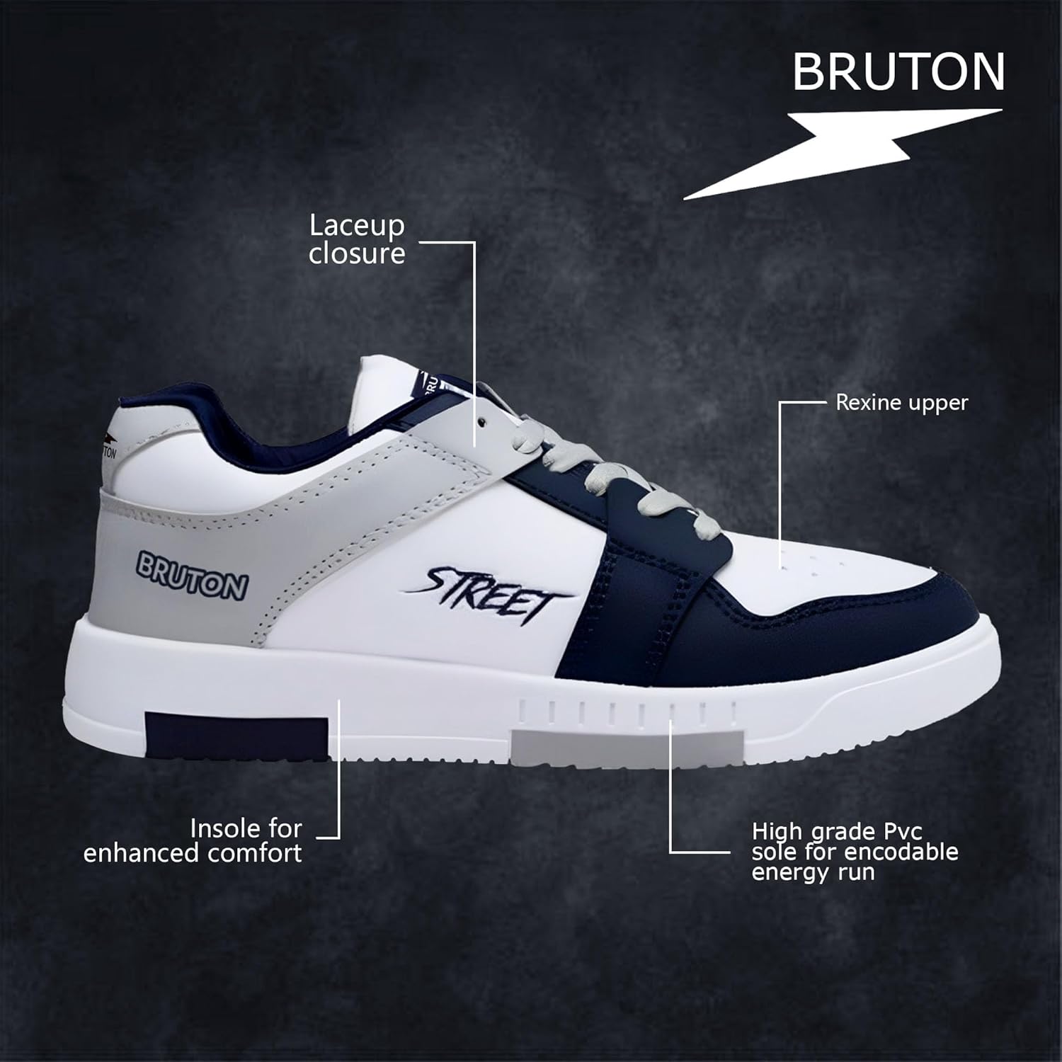 BRUTON Men's TARZEN-0340 Casual Sneaker Shoes with Synthetic Upper Lightweight Comfortable Mid Top Sneaker Shoes for Men's & Boy's