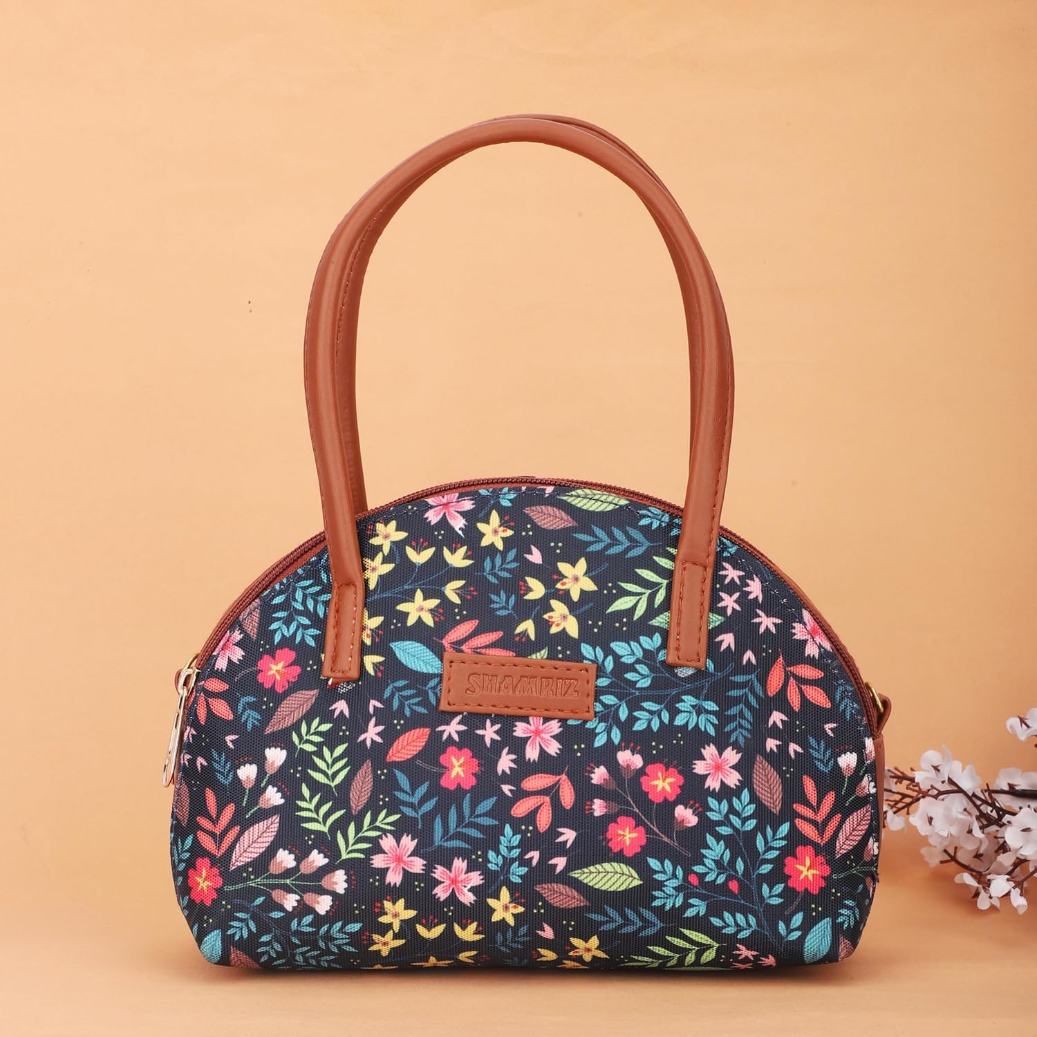 SHAMRIZ Floral Printed Women/Girls Mini Top Handle Handbag Carry Handbag | Mini Hand Purse Hand Held Pouch Dual handle| Vegan Leather