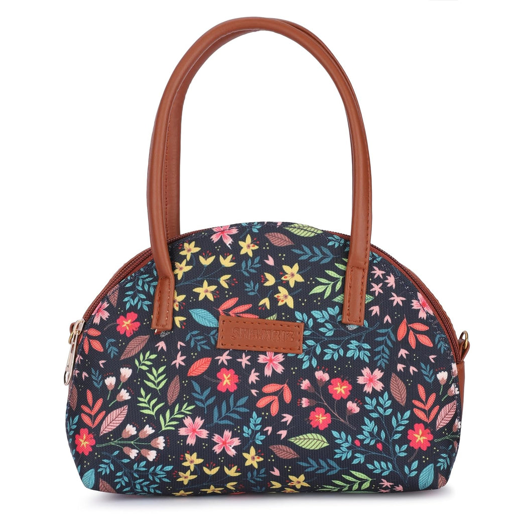 SHAMRIZ Floral Printed Women/Girls Mini Top Handle Handbag Carry Handbag | Mini Hand Purse Hand Held Pouch Dual handle| Vegan Leather