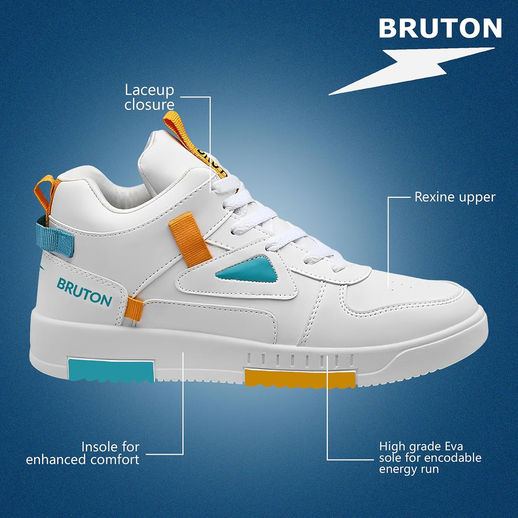 BRUTON Stylish Sneakers Casual Shoes for Men's & Boy's- White